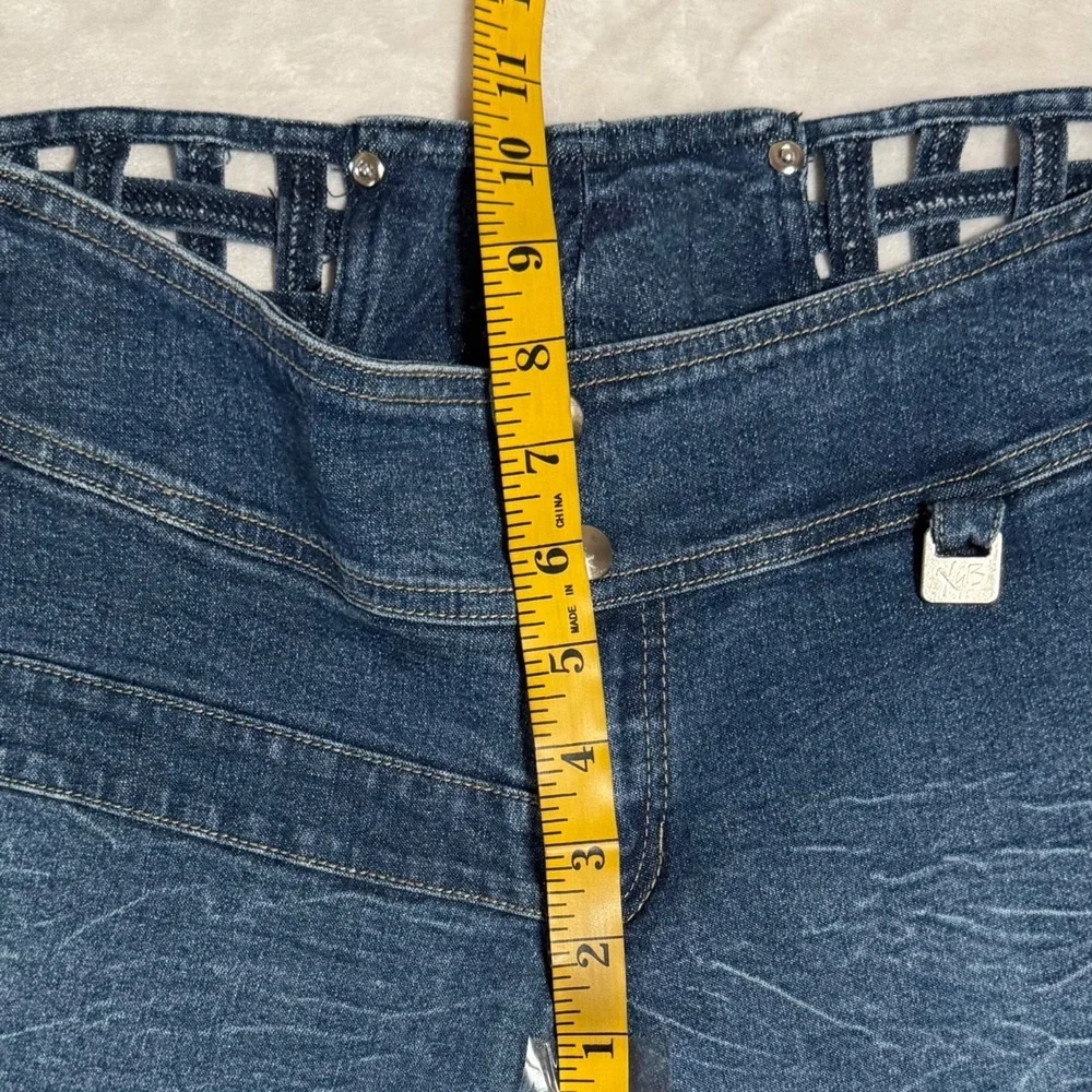 Y2K‎ 90s Cut Out Caged Waist Low Rise Jeans 4 2 Cuffed Convertible Rave Vintage